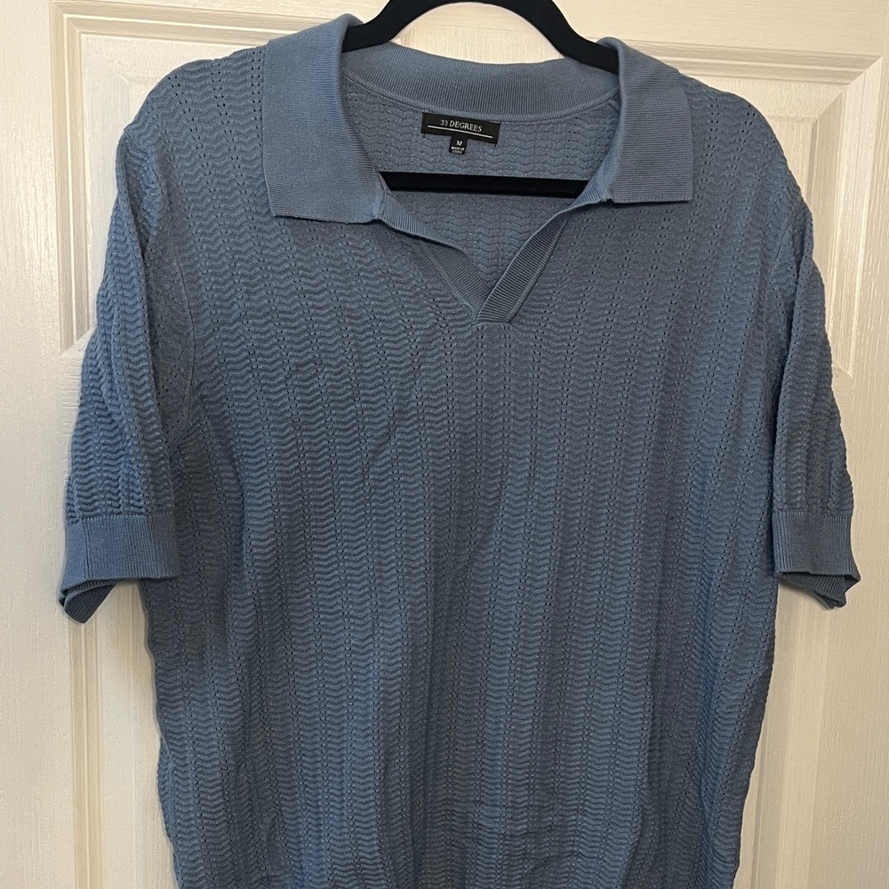 Textured Blue Polo Shirt